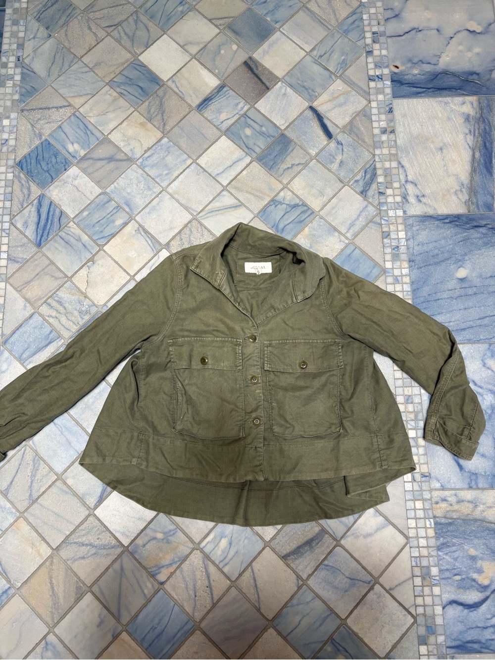 THE GREAT. Sage Green Button-Front Utility Jacket
